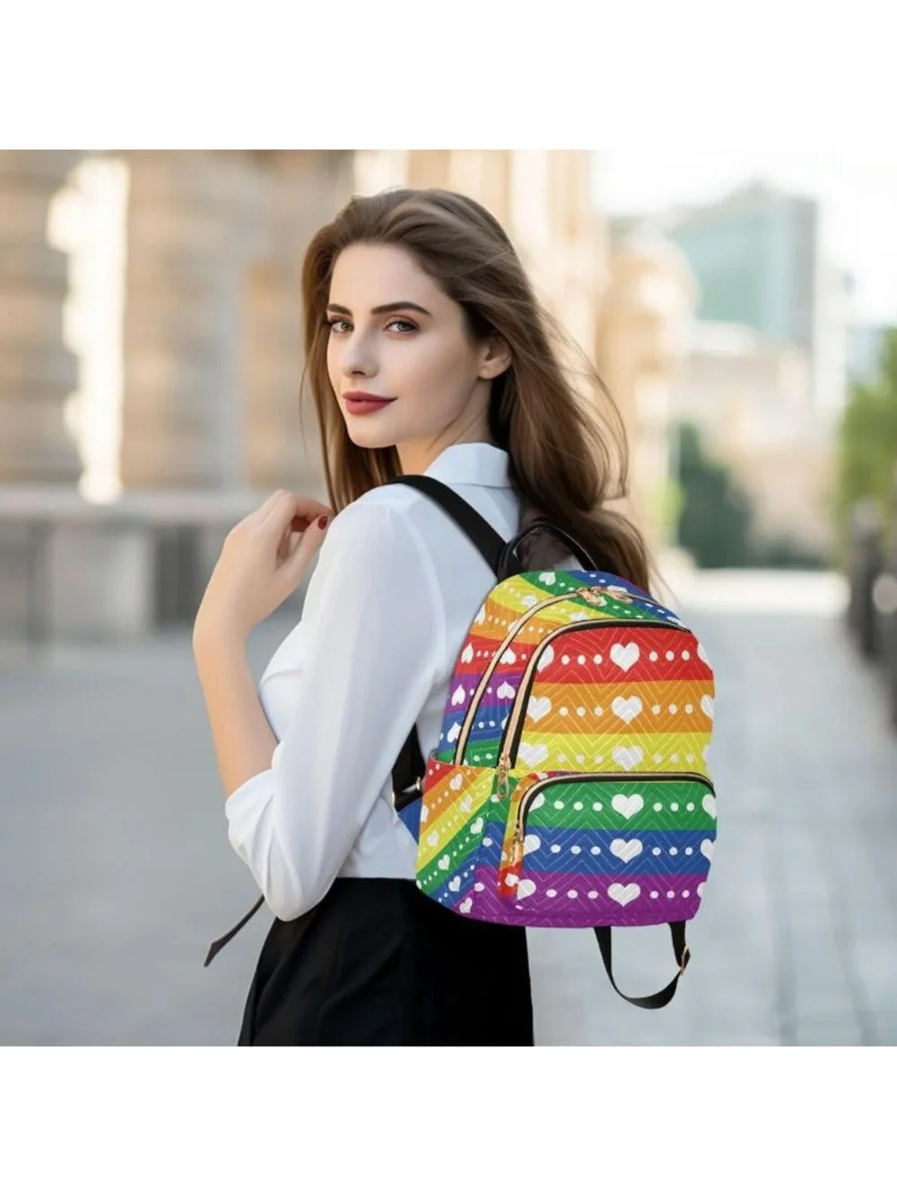 Colorful LGBTQ Rainbow Pride Quilted Backpack Purse | Fashionable Casual Daypack